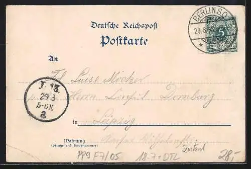 Künstler-AK Berlin, Gasthaus Böhmisches Bräuhaus, Wirtschaftsgarten Landsberger Allee 11-13, Ganzsache PP9 F7 /05