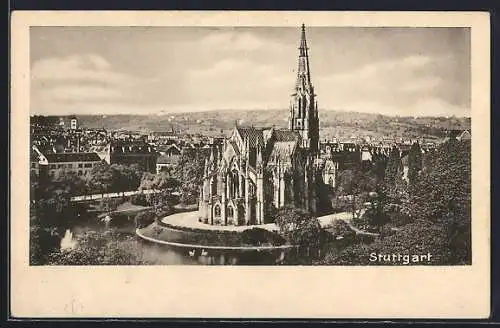 AK Stuttgart, Blick zum Dom, 25-jähriges Regierungsjubiläum Kaiser Wilhelm II., Ganzsache