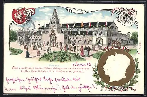 AK Frankfurt, Wettstreit dt. Männer-Gesangsvereine, Wanderpreis S. M. Kais. Wilhelm II. 1903, Ganzsache PP27 C 31 /01