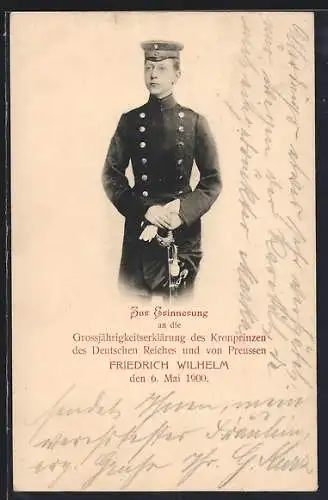 AK Kronprinz Wilhelm von Preussen in Uniform, 1900, Ganzsache