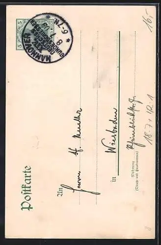 Lithographie Hannover, 14. Deutsches Bundesschiessen 1903, Zug der Schützen, Ganzsache