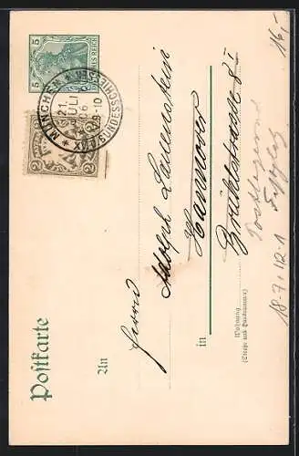 Lithographie Hannover, 14. Deutsches Bundesschiessen 1903, Zug der Schützen, Ganzsache