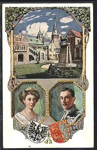 Künstler-AK Richard Wagner: Braunschweig, Ernst August und Victoria Luise, Ganzsache
