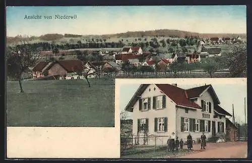 AK Gachnang, Niederwil, Partie am Geschäftshaus, Totalansicht