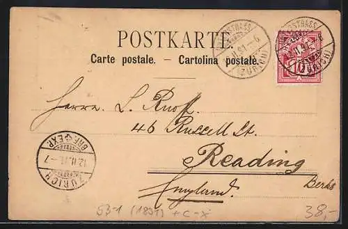 Vorläufer-Lithographie Brunnen /Lac des Quatre-Cantons, 1891, Vue panoramique