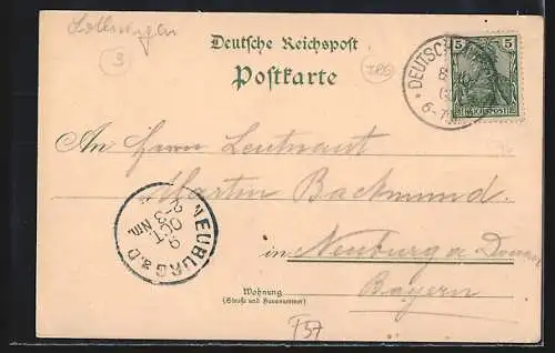 Lithographie Deutsch-Avricourt, Beamtenkolonie, Bahnhof, Protest. Kirche