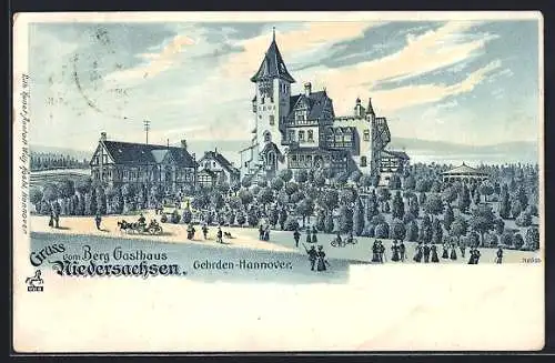 Lithographie Gehrden /Hannover, Berg-Gasthaus Niedersachsen