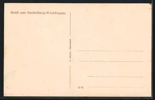AK Heidelberg-Wieblingen / Neckar, Strassenpartie mit Blick zur Kirche
