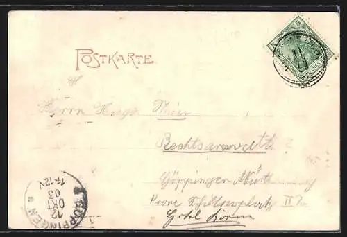 AK Gutenberg / Lenningen, Gasthof zum Löwen v. Gg. Fuchs, Lenninger Thal, Ortspartie