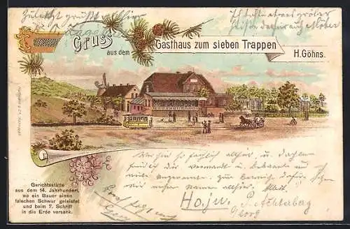 Lithographie Benthe, Gasthaus zum sieben Trappen v. H. Göhns