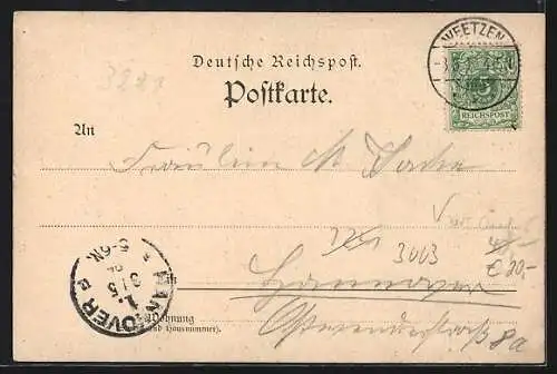 Lithographie Weetzen, Gasthaus Bettenser Garten mit Pavillon