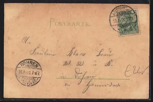 AK Kl. Burgwedel, Geschäftshaus Riechelmann, Schulhaus und Gasthof Fr. Hilke