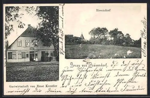 AK Bissendorf / Hann., Gasthaus von Ernst Krentler, Ortsansicht