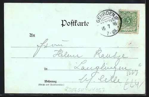 Lithographie Gehrden / Hannover, Gasthaus Ratskeller, Waldschlösschen, Gebäudeansicht