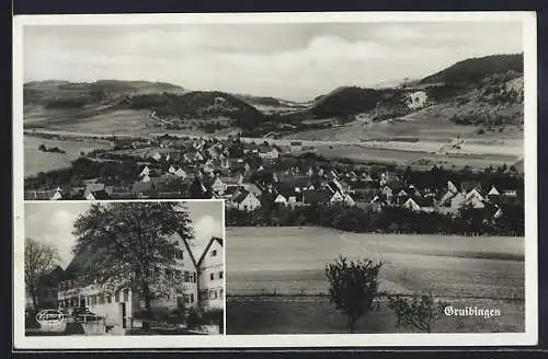 AK Gruibingen /Göppingen, Gasthaus und Metzgerei z. Hirsch v. Ernst Krissler, Totalansicht