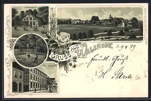 Lithographie Walsrode, Hotel Hannover, Gasthaus Eckernworth