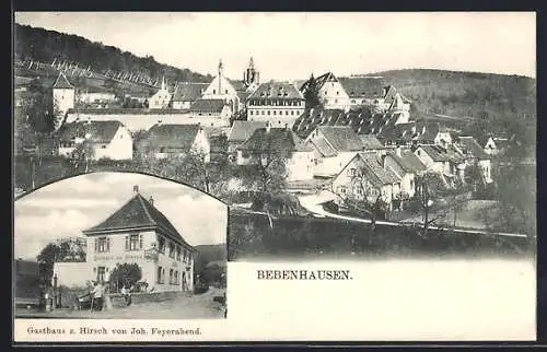 AK Bebenhausen, Gasthaus zum Hirsch J. Feyerabend, Totalansicht mit Strasse