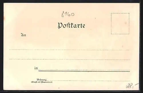 Lithographie Miesbach, Kirche Agadaried, Totalansicht