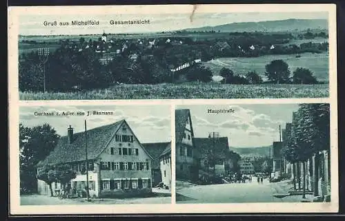 Mondschein-AK Michelfeld / Schwäb. Hall, Gasthaus zum Adler J. Baumann, Hauptstrasse, Gesamtansicht
