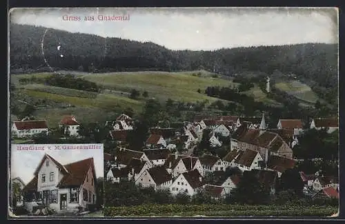 AK Gnadental / Württ., Handlung M. Ganzenmüller, Totalansicht