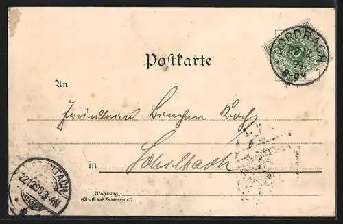 Lithographie Nordrach i. Bad. Schwarzwald, Gasthaus zur Stube, Blick nach der Kirche, Totalansicht