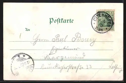 Lithographie Ottenhöfen, Bahnhof, Bauernhaus, Wasserfall Edelfrauengrab, Paar in Tracht