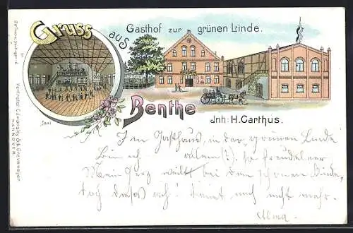 Lithographie Benthe, Gasthof zur grünen Linde, Inh. Carthus