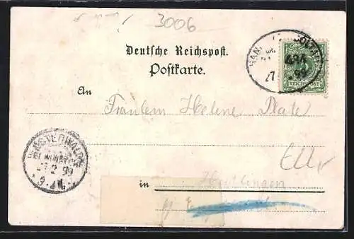 Lithographie Burgwedel, Restaurant Rust, H. Rohlfing`s Gasthaus, Geschäft v. M Siemon