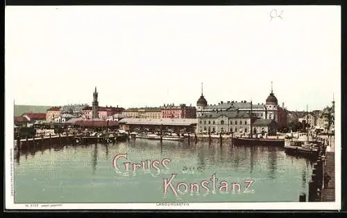 AK Konstanz, Hafenpartie mit Dampfer