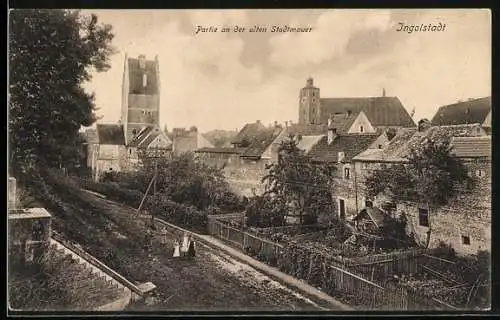 AK Ingolstadt, an der alten Stadtmauer