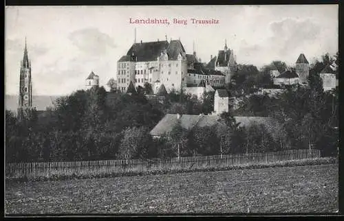 AK Landshut, Blick zur Burg Trausnitz