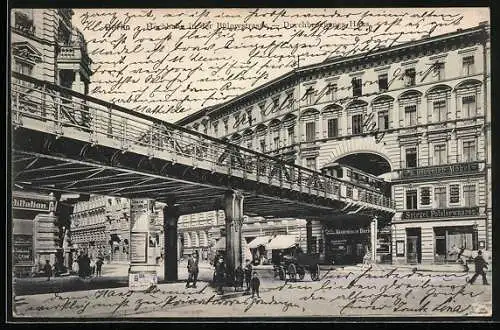 AK Berlin-Schöneberg, Hochbahn in der Bülowstrasse, Durchbrochenes Haus