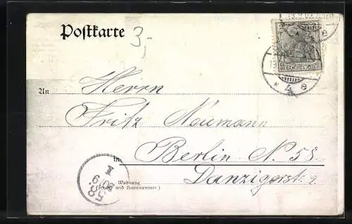 Künstler-AK Berlin-Kreuzberg, Wolkenbruch 1902, Gesunder Schlaf in der Katzbachstrasse 5
