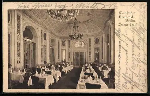 AK Berlin, Gasthaus Kempinski, Cadiner-Saal, Innenansicht