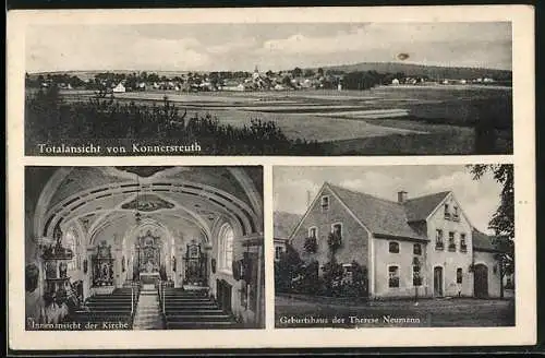 AK Konnersreuth, Totalansicht, Kirche, Haus der Therese Neumann