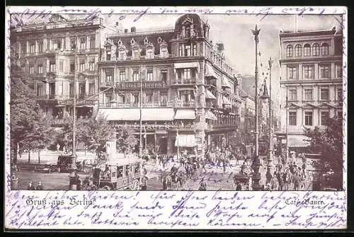AK Berlin, Strassenpartie am Café Bauer