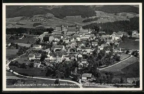AK Fürstenstein i. Bayr. Wald, Fliegeraufnahme des Ortes mit Knabeninstitut