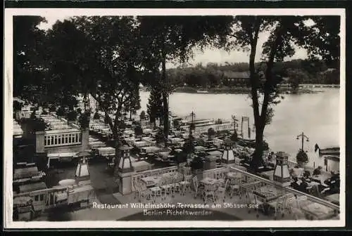 AK Berlin-Pichelswerder, Restaurant Wilhelmshöhe, Terrassen am Stössensee