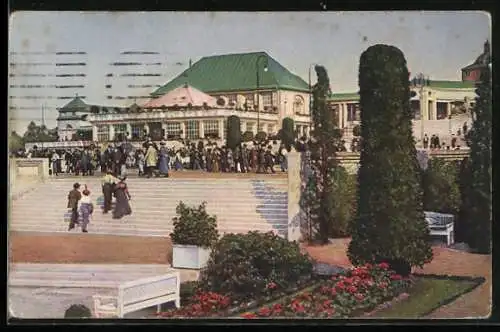 AK Leipzig, Welt-Ausstellung für Buchgewerbe und Graphik 1914, Grosse Terrasse mit Haupt-Cafè