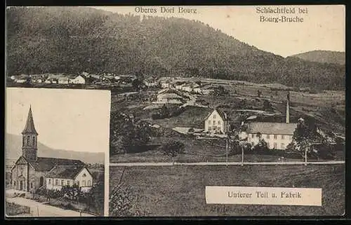 AK Bourg-Bruche, Unterer Teil und Fabrik, Oberes Dorf, Kirche