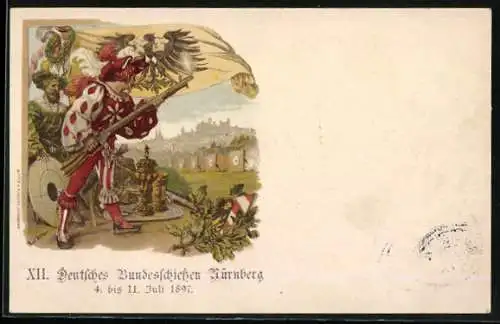 Künstler-AK Paul Ritter: Nürnberg, XII. Deutsches Bundesschiessen 1897