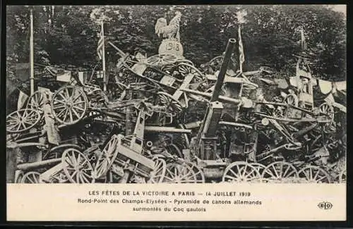 AK Paris, Siegesparade / Fete de la Victoire 1919, eroberte deutsche Kanonen