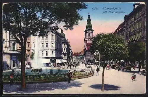 AK Graz, Bismarckplatz mit Herrengasse