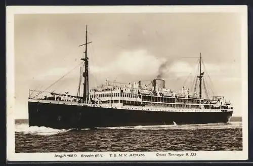 AK Passagierschiff TSMV Apapa macht Fahrt