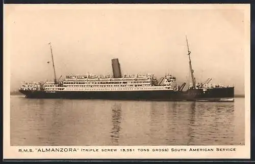 AK Passagierschiff RMS Almanzora bei der Hafeneinfahrt, South American Service