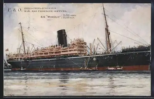AK Passagierschiff S.S. Mongolia, P. & O., India-China-Australia Mail and Passenger Service