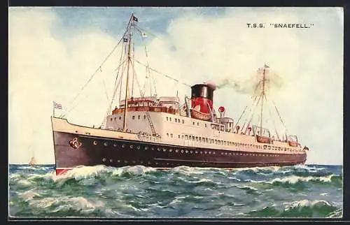 Künstler-AK Passagierschiff T.S.S. Snaefell in voller Fahrt