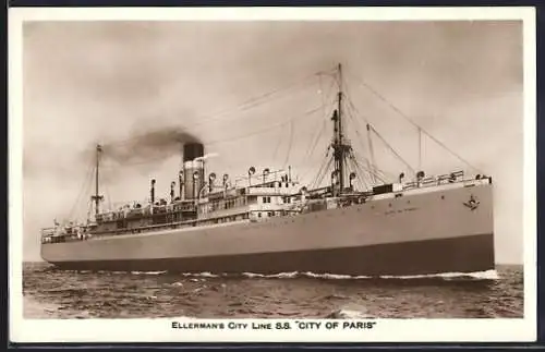 AK Passagierschiff SS City of Paris der Ellerman City Line bei voller Fahrt