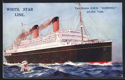 Künstler-AK Twin-Srew RMS Homeric, White Star Line Passagierschiff