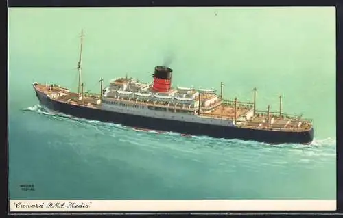AK Passagierschiff RMS Media auf See, Cunard Line